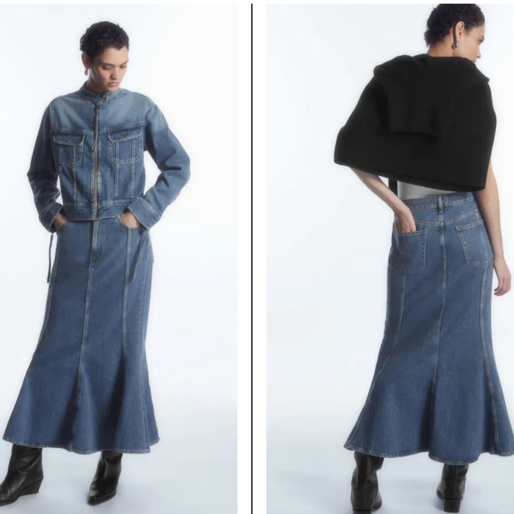 COS Denim Panel Swing Skirt NWT Size 14